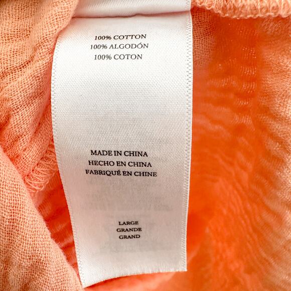 Rails Skylar Flutter Sleeve Midi Dress Size L Peach Gauze Cottage Prairie Summer - Picture 8 of 8